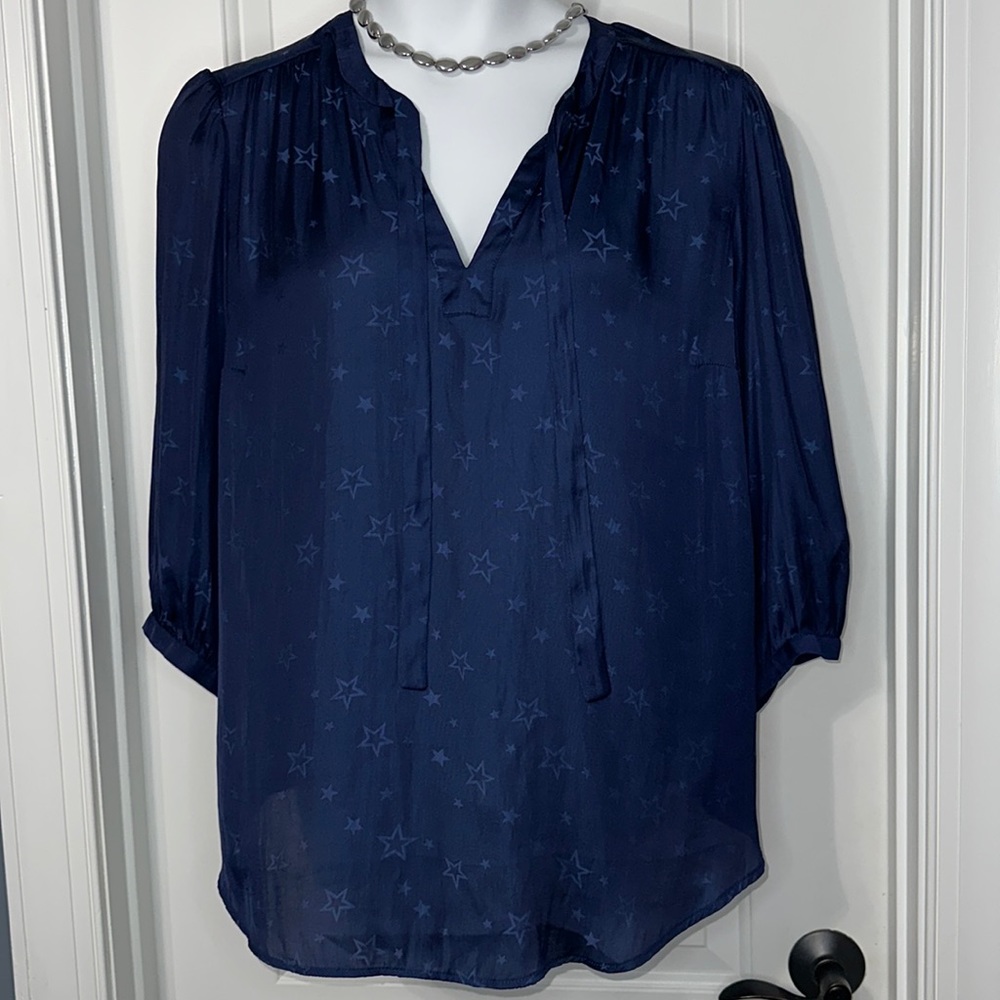 Torrid Tie Front Navy Stars Blouse Size 18/20 2X NWT